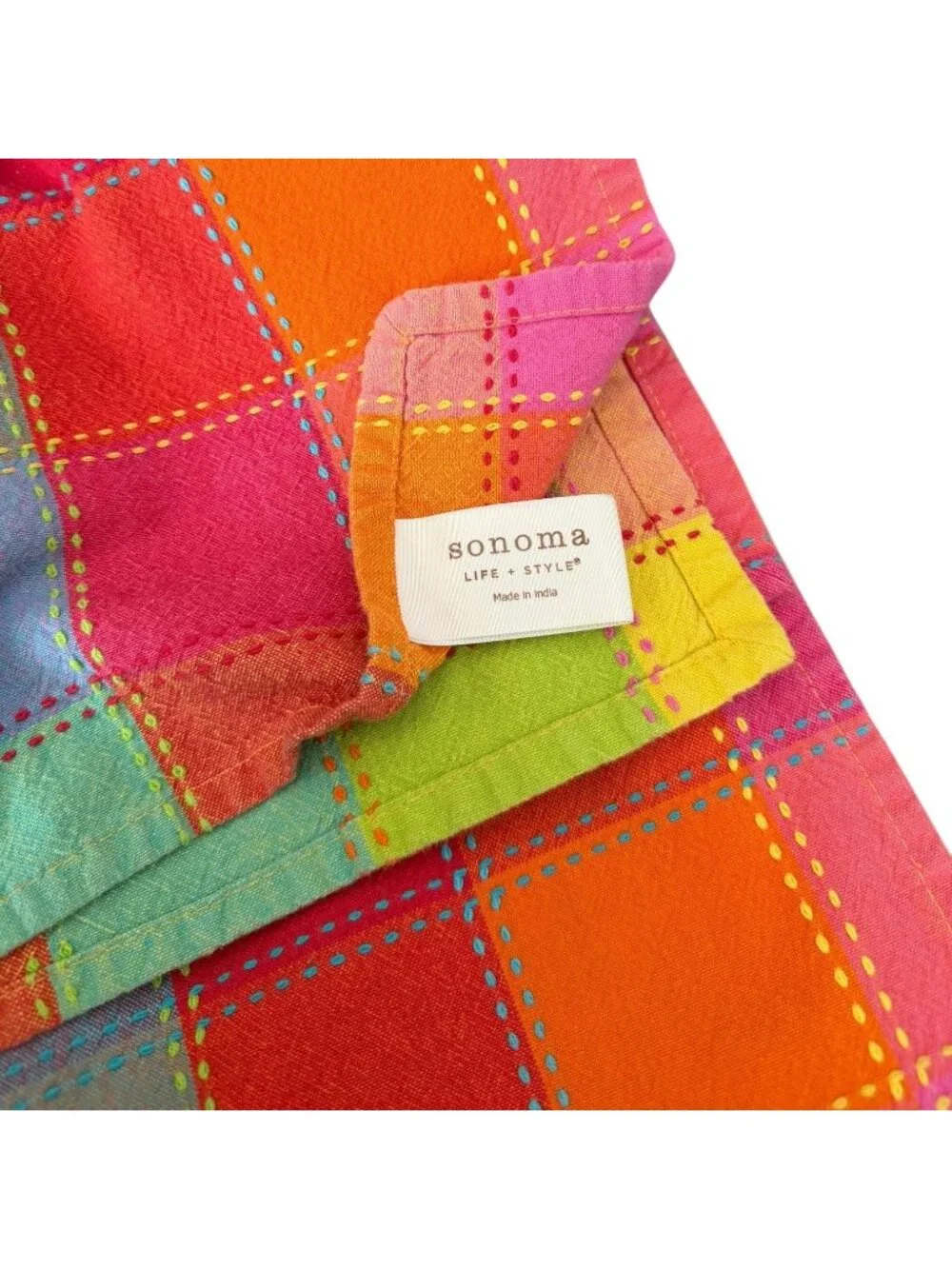 Sonoma Madras‎ Plaid Farmhouse Cottagecore Boho Tablecloth Cotton Rectangle